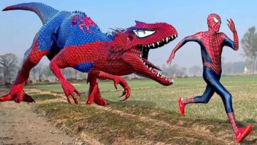 Spider Hero Runs from Colorful Dino Adventure - Fun Kids Action Game