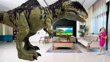 Giant Dinosaur Toy Invades the Living Room - Fun Kids Adventure Story