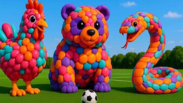 Balloon Animal Friends Play Ball - Chicken, Bear & Snake Kids Adventure